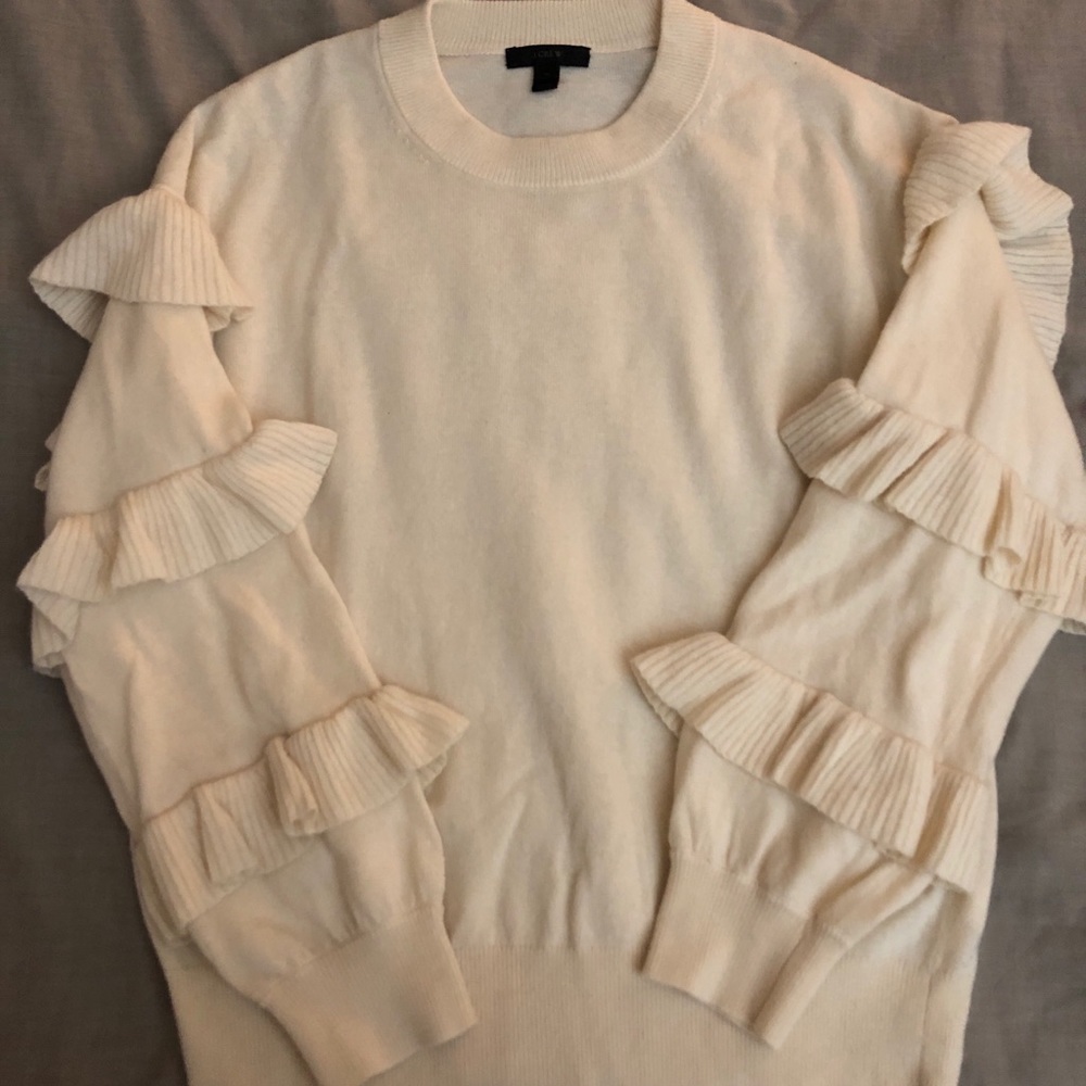 J Crew Ruffled Sleeve Sweater